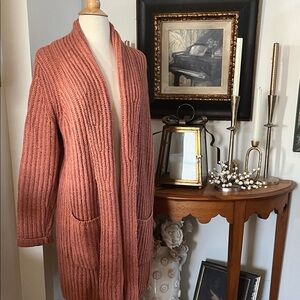LOFT Warm Coral Cardigan Sweater